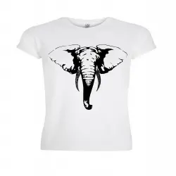 Camiseta manga corta hombre algodón con elefante color Blanco