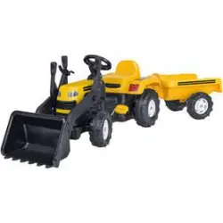 Tractor A Pedales Amarillo Con Remolque Y Excavadora