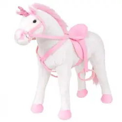 Unicornio De Peluche De Pie Blanco Y Rosa Xxl Vidaxl