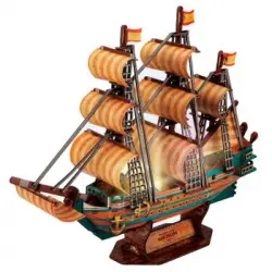 Puzzle 3d Buque Armada Española San Felipe Dam Con Luces Led. 46*14*36,4 Cms Y 146 Piezas. 46x14x36,4 Cm. Color: Multicolor