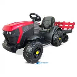 Tractor Eléctrico Peketrac 7100 Case Iii Style Con Remolque Rojo Pekecars - Tractor Electrico Infantil Para Niños +2 Años Con Batería 12v, Con Control