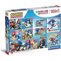 Clementoni - Puzzle multicolor con 10 imágenes diferentes de Sonic ㅤ