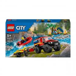 LEGO -  de construcción Camión de Bomberos 4x4 con Barco de Rescate LEGO City Fire.