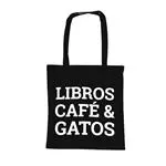 Tote bag Libros, café y gatos