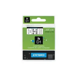 Dymo Cinta de transferencia térmica D1 45013 Poliéster autoadhesiva. Negro-Blanco 12mmx7M. Labelmanager S0720530