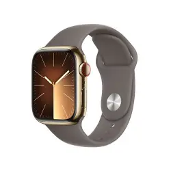 Apple Watch S9 LTE  41mm Caja de acero inoxidable Oro y correa deportiva Arcilla - Talla M/L