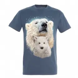 Camiseta Oso Polar con bebé color Azul