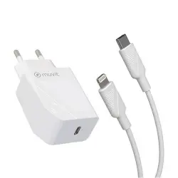 Cargador Muvit for change  Tipo C PD 20W + cable tipo C a lightning 2.4A 1m Blanco