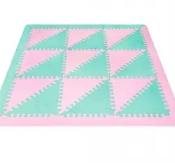 Lubabymats - Alfombra Puzzle Infantil Para Bebés De Foam (eva), Suelo Extra Acolchado. Medida: 161x161 Cm. Color Rosa Y Mint