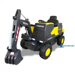 Excavadora Electrica Volvo 12v Con Pala Delantera Amarilla Pekecars - Excavadora Electrica Infantil Para Niños De 1 A 7 Años Con Mando De Control