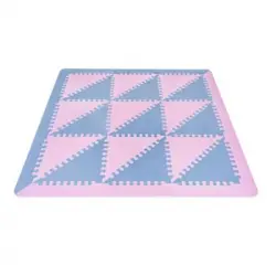 Lubabymats - Alfombra Puzzle Infantil Para Bebés De Foam (eva), Suelo Extra Acolchado. Medida: 161x161 Cm. Color Rosa Y Celeste