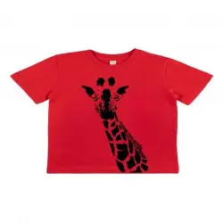 Animal totem camiseta manga corta algodón orgánico jirafa rojo para niños