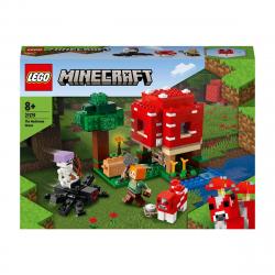 LEGO - Casa De Juegos La Casa-Champiñón Con Mini Figuras Alex, Champiñaca Y Jinete Arácnido Minecraft