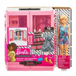 Barbie Fashionistas Armario Portatil con Muñeca y Accesorios +3 Años