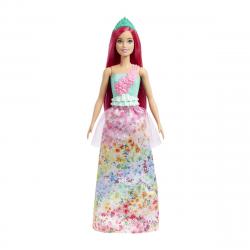 Barbie - Princesa Muñeca Rubia Con Corona Rosa Y Falda Estampada De Flores Con Tul (Mattel HGR15)