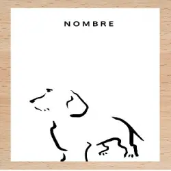 Ilustración de Terrier con marco de madera color Blanco