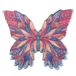 Puzzle 3d De Madera Diy Forma De Silueta Dam . Con Piezas Individuales Con Diferentes Diseños. En Madera Policromada. Tamaño A3 .diseño Mariposa.