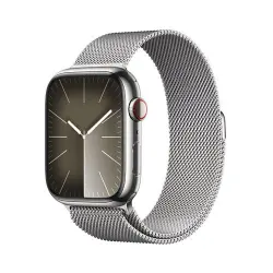 Apple Watch S9 LTE  45mm Caja de acero inoxidable Plata y correa Loop Milanese Plata