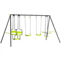 Juego De Columpio Infantil Outsunny Acero Pe 355x184x186 Cm Verde