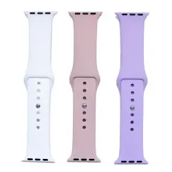 Set 3 correas de silicona Blanco/Rosa/Lila para Apple Watch 38/40/41 mm