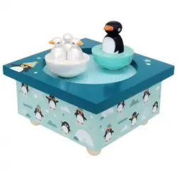 Caja De Música De Madera De Pingüino