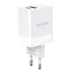 Cargador de pared Muvit for Change USB-C / USB-A 45W Blanco