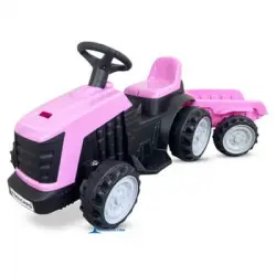 Tractor Electrico Peketrac 4000 Con Remolque Rosa Pekecars- Tractor Electrico Infantil Para Niños +1años Con Batería 6v/4.5ah, 1 Plaza