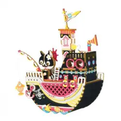 Caja De Música Fishing Kitty. Maqueta 3d Realista Con Gran Detalle, 96 Piezas Dam. 18,9x8,3x18,1 Cm. Color: Multicolor