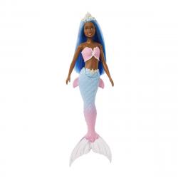 Barbie - Sirena Muñeca Con Pelo Azul, Cola Ombré, Corona Blanca Y Aletas Esculpidas (Mattel HGR12)