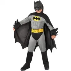 DC Cómics - Batman - Disfraz Batman original niño con músculos grises M ㅤ