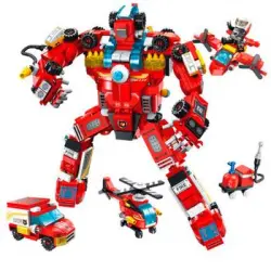 Robot De Fuego 8 En 1 Dam. Con 752 Piezas 19x4x23 Cm. Color: Rojo