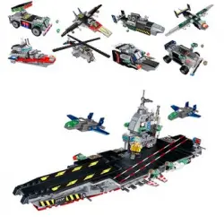 Portaaviones 8 En 1 Dam, Con 725 Piezas. Construye 8 Modelos Individuales Con 2 Formas Cada Uno. 43x15x12 Cm. Color: Multicolor