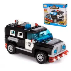 Vehículo De Asalto De Policía Swat, Con Luces Y Efectos De Sonido Dam. Para Construir, 72 Piezas. Modo Automático De Funcionamiento 360°. 21,5x10x11