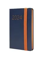 Agenda anual 2024 Finocam A7 Flexi Lisa F2 semana vista horizontal Azul