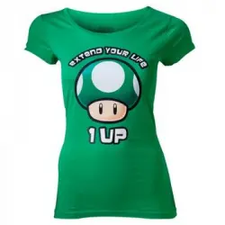 Camiseta Mujer Extend Your Life Super Mario Nintendo - Talla: L - Acabado: Unico