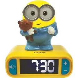 Reloj Despertador Minions Con Luz Nocturna 3d - Lexibook