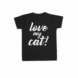 Camiseta niño/a "Love my cat!" color Negro