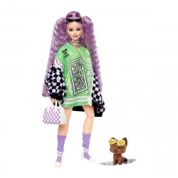 Barbie - Extra Chaqueta De Carreras Muñeca Pelo Lila Articulada Con Accesorios De Moda Y Mascota (Mattel HHN10)