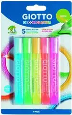 Pack 5 tubos cola Giotto Decor Glitter Glue Neon