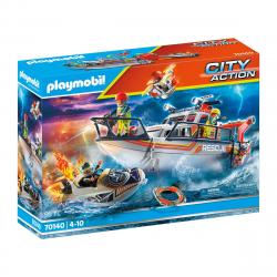 Playmobil - Rescate Marítimo: Operación Lucha Contra Incendios Con Yate De Rescate City Action