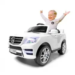 Mercedes Ml350 Licenciado Batería 12v Blanco - Coche Eléctrico Infantil Para Niños Batería 12v Con Mando Control Remoto