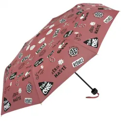 Paraguas plegable de tejido reciclado color rosa