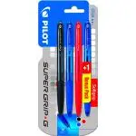Pack de bolígrafos Pilot Super Grip·G azul, negro y rojo