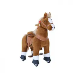Ponycycle Pony De Montar Marrón Con Pezuña Blanca Modelo Grande Para Niños De 4 A 9 Años