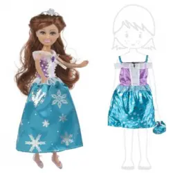 Muñeca Articulada Morena Con Disfraz Princesa De Hielo Talla 3-5 Años Sparkle Girlz