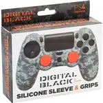 Pack protector silicona y grips Camo Digital Black PS4