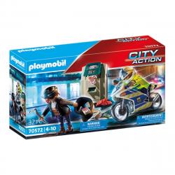 Playmobil - Moto De Policía: Persecución Del Ladrón De Dinero City Action