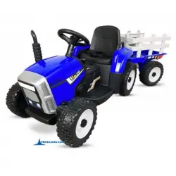 Tractor Electrico Peketrac 5100 12v 2.4g Con Remolque Azul Pekecars - Tractor Electrico Infantil Para Niños +2 Años Con Batería 12v, Con Control