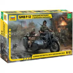 Zvezda 3607 - Maqueta Soldados En Moto Militar R-12 Con Sidecar - Escala 1:35
