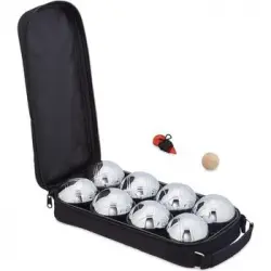 Petancas De 8 Bolas Metalicas, Set Con Bola De Tiro Y Medidor De Distancia, Bolsa Para Transporte, 70% Acero 30% Nylon, 7 Cm